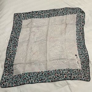 Anne Klein Maze Pattern Silk Scarf with floral border